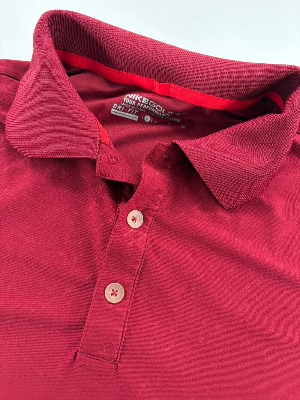 Nike Golf Tour Performance Polo Men's S Burgundy Dri-FIT Diamond Jacquard